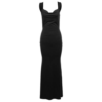 Vestido de primavera para mujer, sexy, con tirantes y espalda descubierta, con lazo y tubo ajustado.