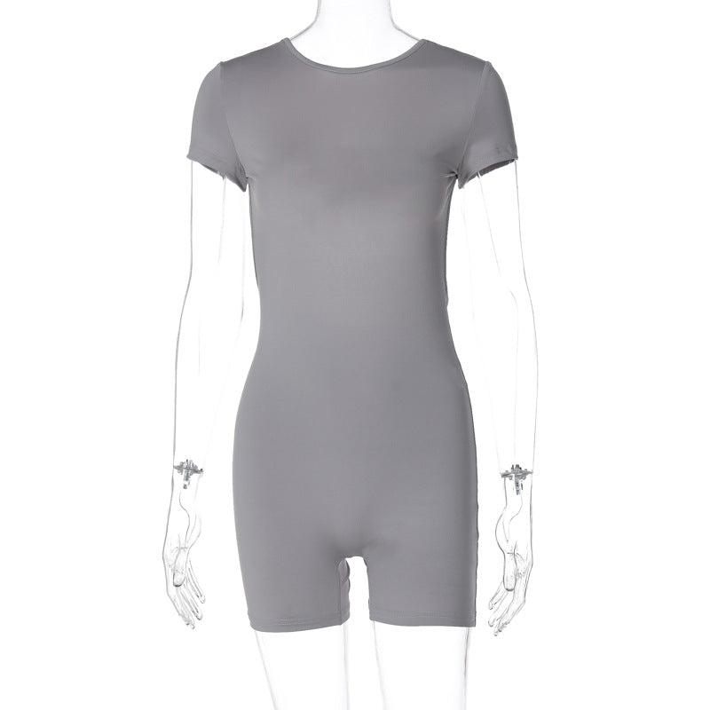 Mono de invierno sexy de manga corta ajustado y sin espalda para mujer