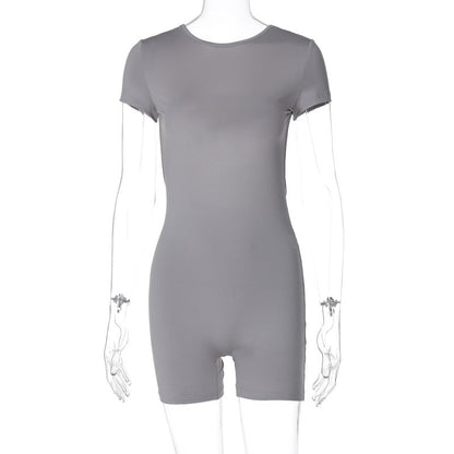 Mono de invierno sexy de manga corta ajustado y sin espalda para mujer