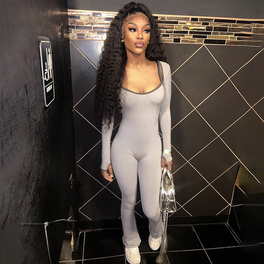 Women Wear Popular Square Collar Sleeveless Tight Top Jumpsuit Women