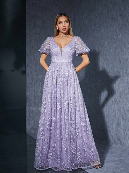 Bubble Sleeve Split Dress Sweet Fairy Photo Shoot Birthday Dress Embroidered Mesh