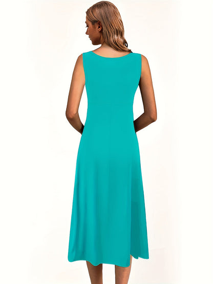 Vestido sexy sin mangas de color sólido de corte entallado para mujer