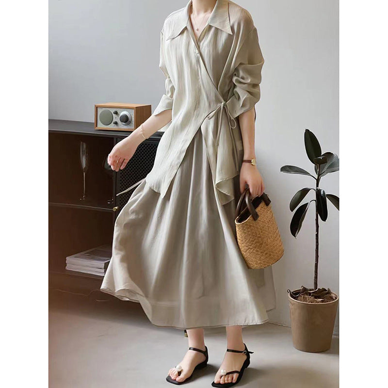 Conjunto de dos piezas formado por camisa y falda y encaje fino para mujer, verano