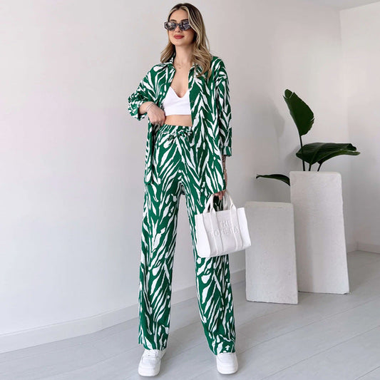 Traje de mujer casual de mujer, pantalones holgados de manga larga, traje de dos piezas para mujer, primavera