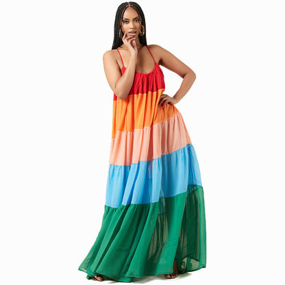Vestido suelto con tirantes Ropa de mujer Vestido de verano Vestido largo de verano