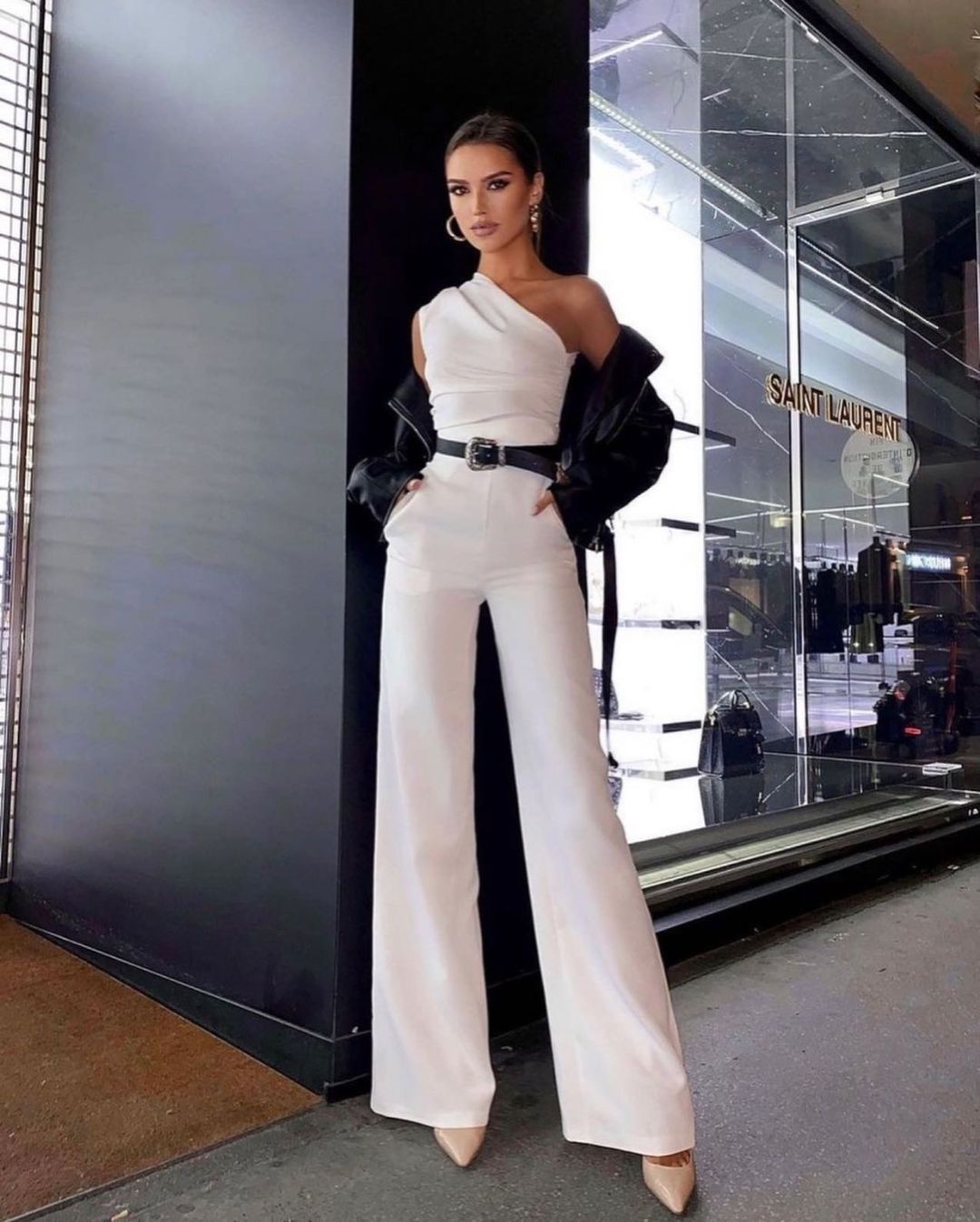 Lace Up Straight Jumpsuit No Belt
