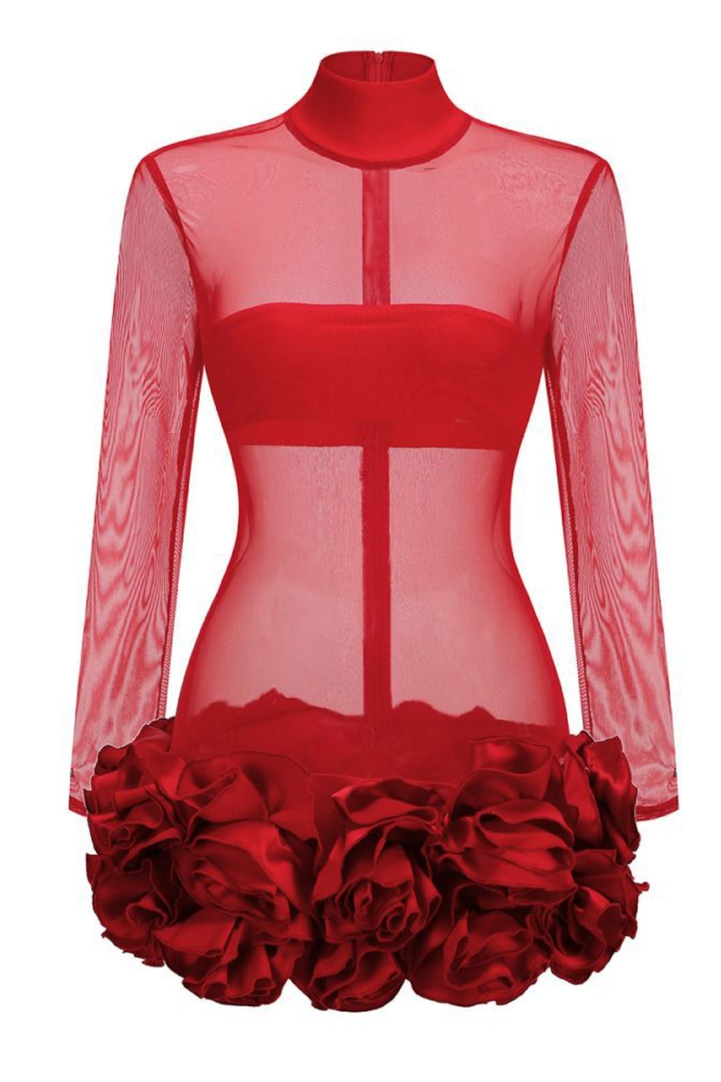 Vestido mini transparente con cuello alto Sally 