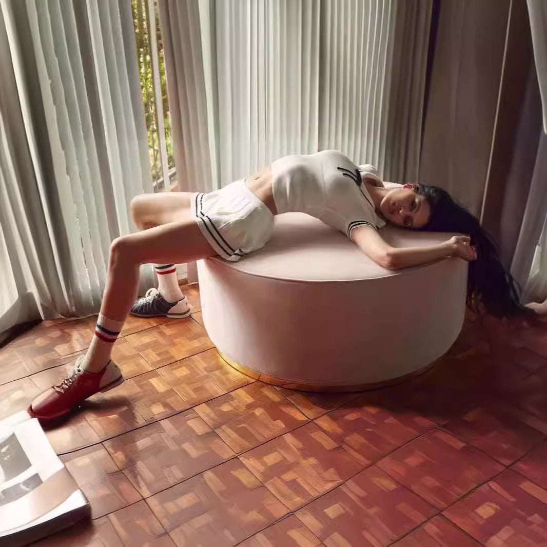 Conjunto de falda plisada y top de punto con cuello polo de manga corta y color contrastante para mujer, estilo informal, de verano