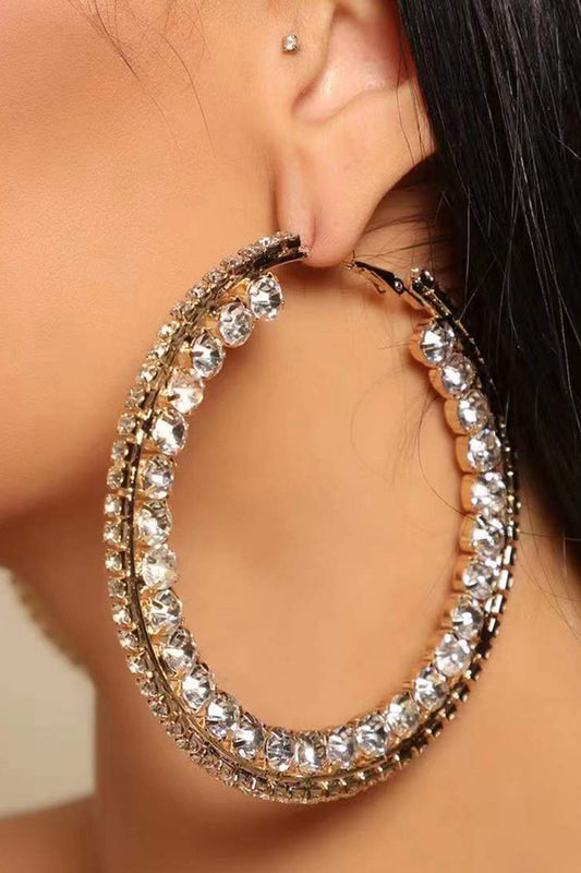 Pendientes de aro con diamantes de imitación exagerados 