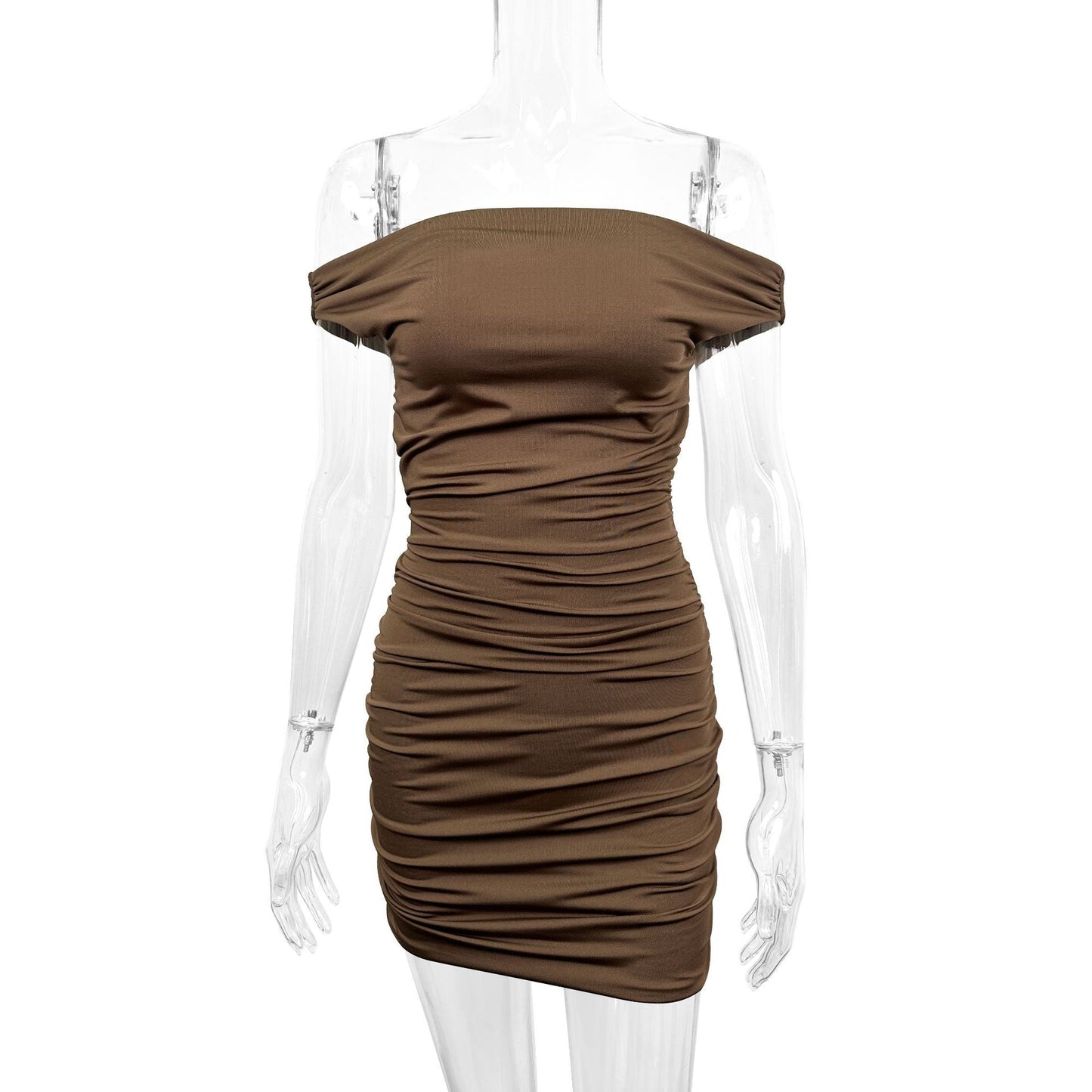 Vestido tubo sexy de color liso con aberturas y hombros descubiertos para mujer