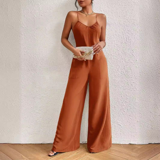 Pantalones de una pieza ajustados con cintura y tirantes sin mangas de verano para mujer