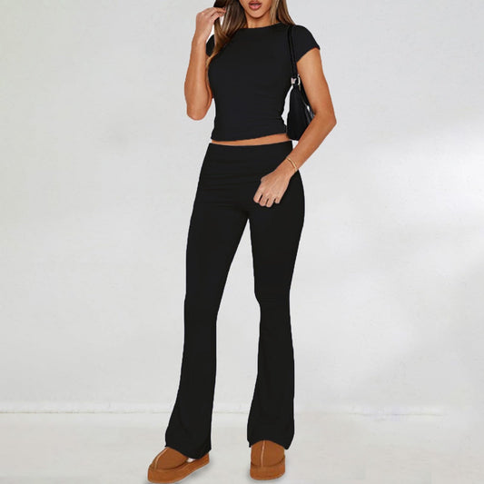 Ropa de mujer Primavera Verano Casual Color sólido Slim Fit Traje de manga corta