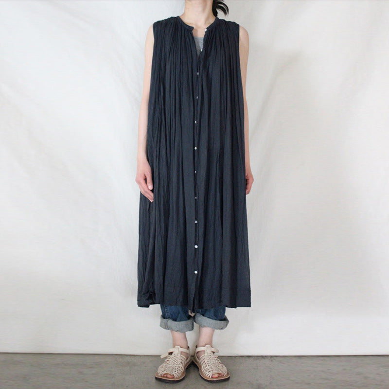 Vestido plisado francés de verano estilo occidental parisino, suelto, de gran tamaño, corte A, se puede usar como blusa.