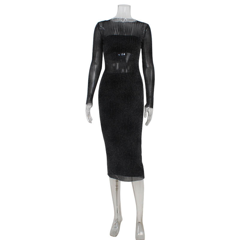 Conjunto de tres piezas de blusa de malla con cintura alta y escote en V para mujer