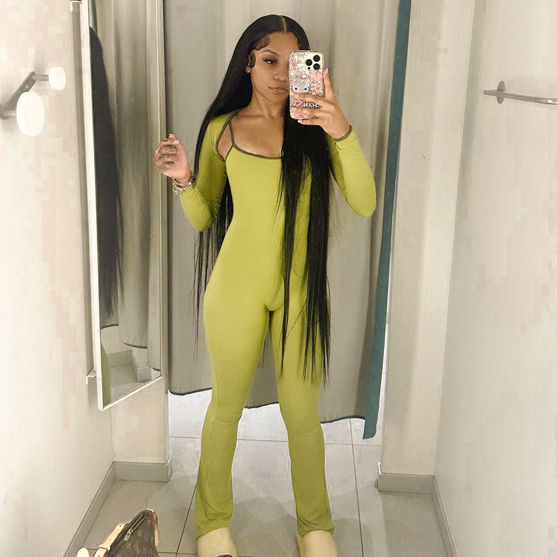 Mono ajustado sin mangas con cuello cuadrado popular para mujer