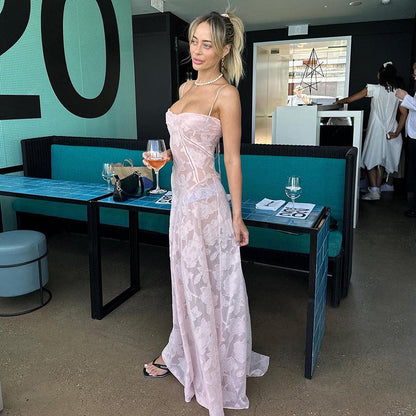 Vestido de noche elegante de verano para mujer con top de tubo y cuello alto
