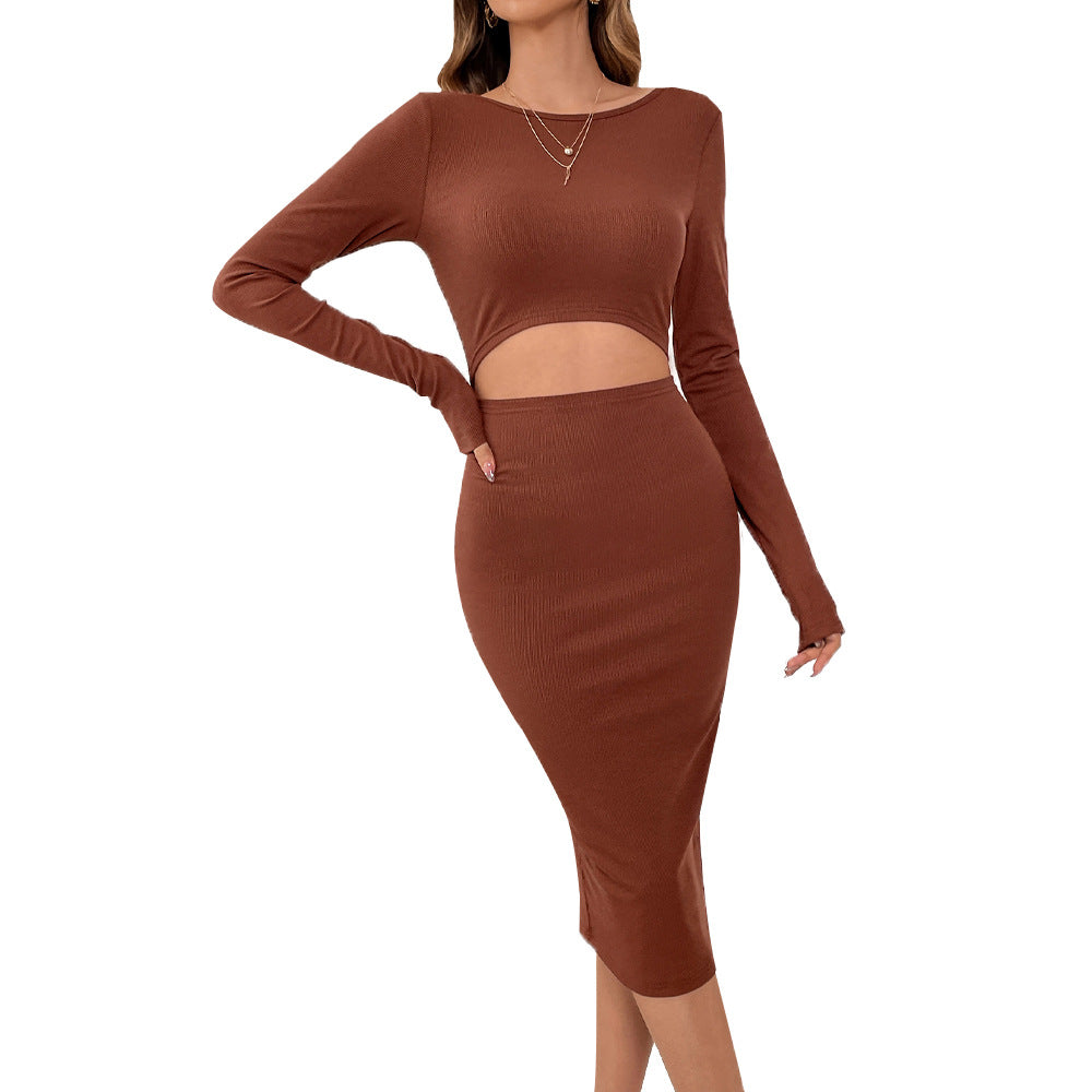 Vestido tubo fino con aberturas en la cintura y diseño sexy de punto