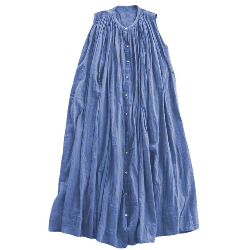 Vestido plisado francés de verano estilo occidental parisino, suelto, de gran tamaño, corte A, se puede usar como blusa.