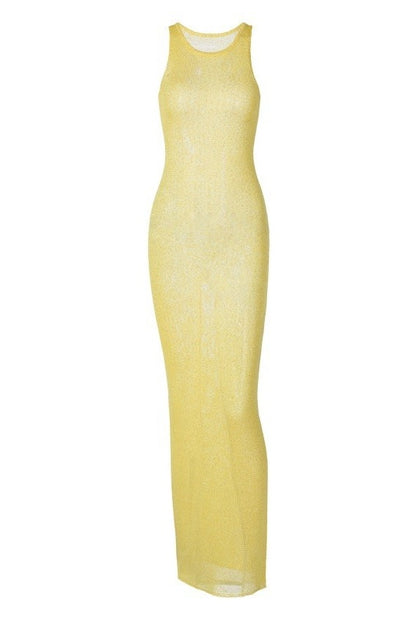 Vestido largo transparente con lentejuelas Elsie 