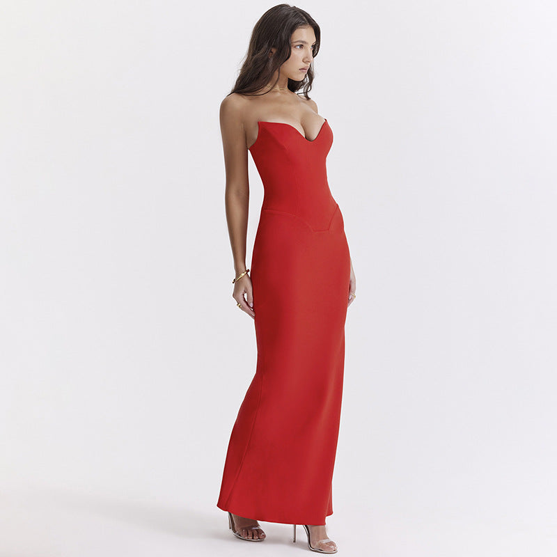 Vestido de verano elegante, sexy, ajustado, con corsé y top de tubo con cola de pez