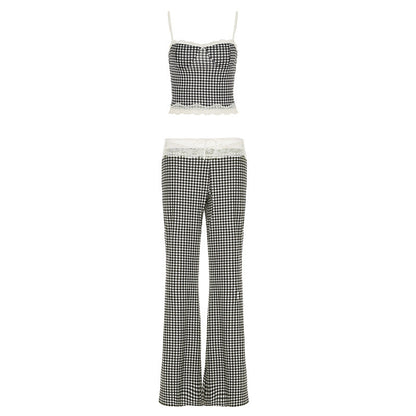Conjunto de dos piezas formado por pantalones acampanados y tirantes, para primavera y verano, para mujer