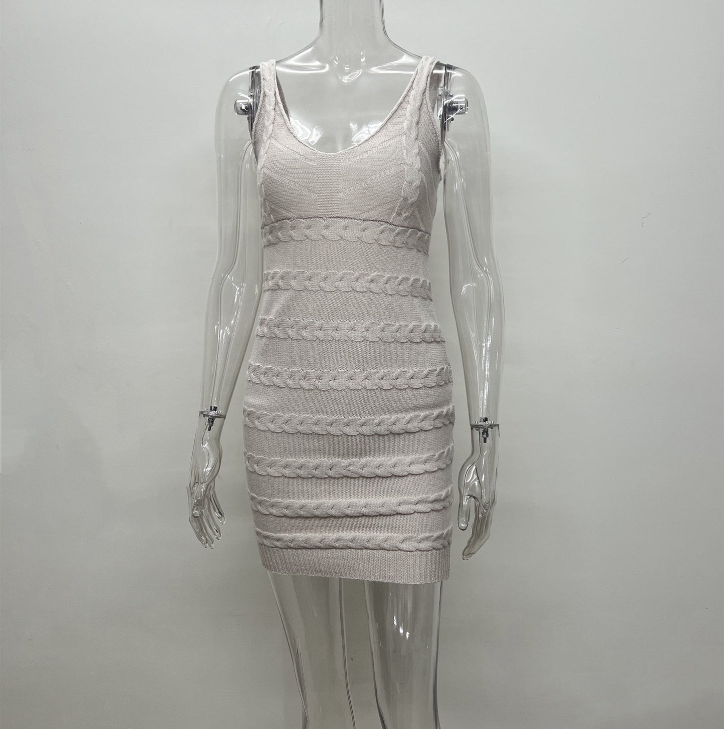 Vestido elegante de tirantes finos de punto estilo occidental de Niche para mujer de principios de primavera
