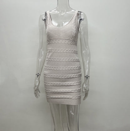 Vestido elegante de tirantes finos de punto estilo occidental de Niche para mujer de principios de primavera