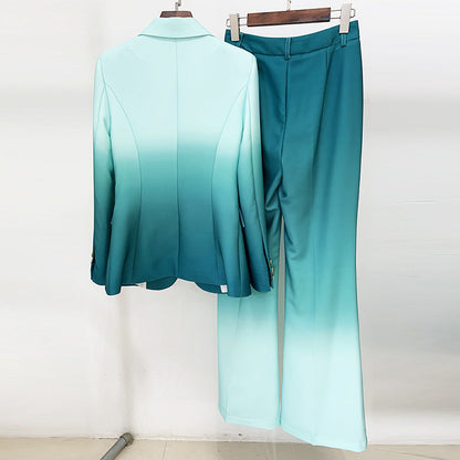 Traje ajustado con degradado de estrellas y pantalones acampanados de dos piezas