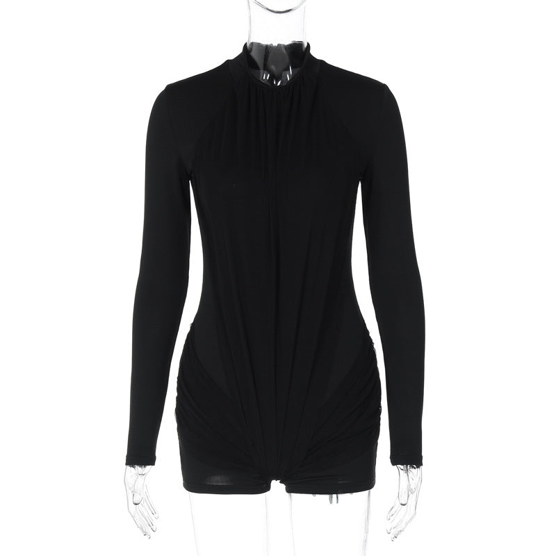 Mono de invierno de manga larga con cremallera y color liso para mujer