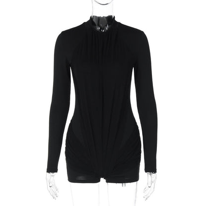 Mono de invierno de manga larga con cremallera y color liso para mujer