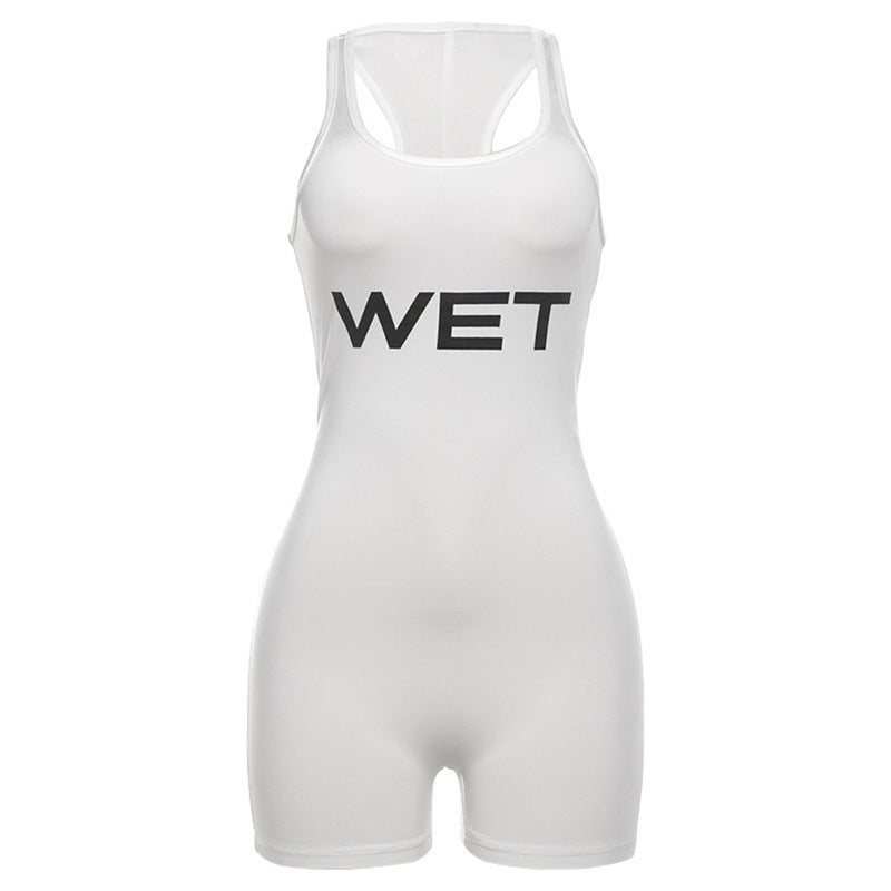 Mono deportivo ajustado de verano para mujer, sexy, sin espalda, de color liso, con tirantes