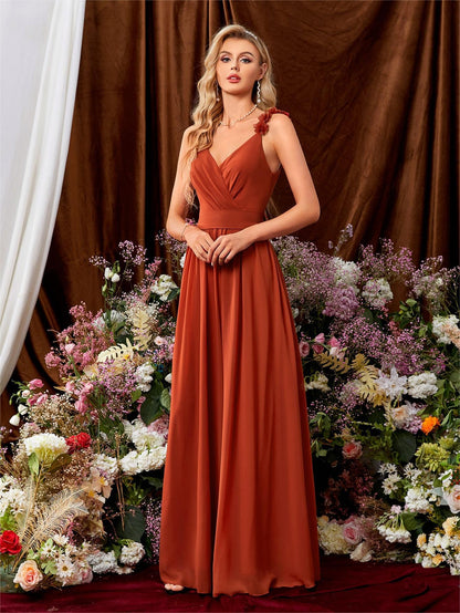 V neck Strap Evening Dress Lace Pleated Backless Sexy Large Swing Dance Dress Party Dress Bridesmaid Dress Summer