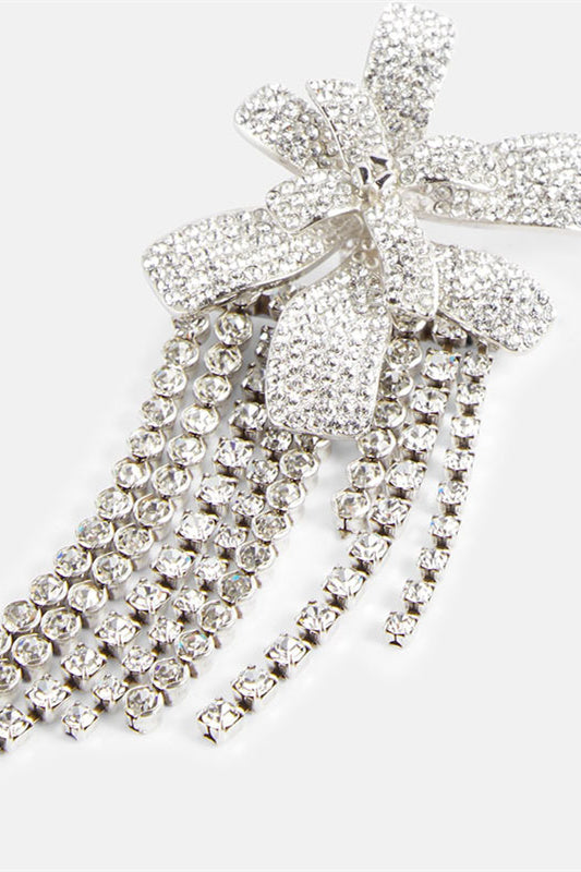 Pendientes de clip con flecos de flores de cristal 
