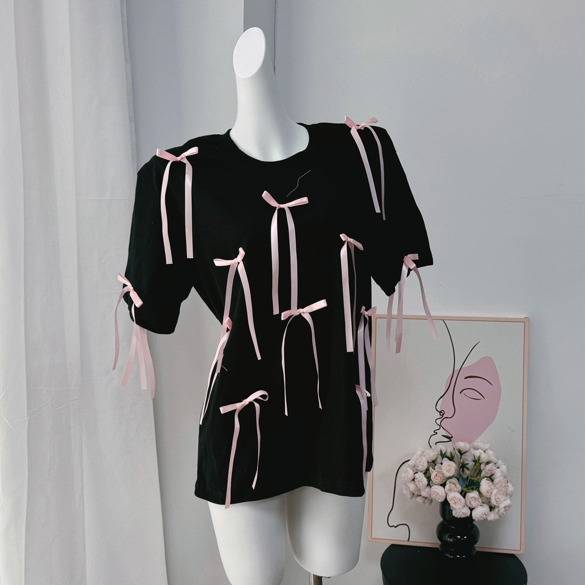 Camiseta de manga corta con borlas largas de verano para mujer, top informal holgado de algodón