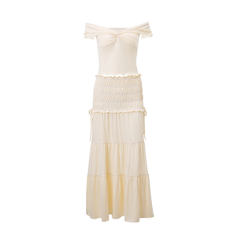 Conjunto de falda plisada francesa con chaleco corto de corte bajo y sexy para mujer de verano