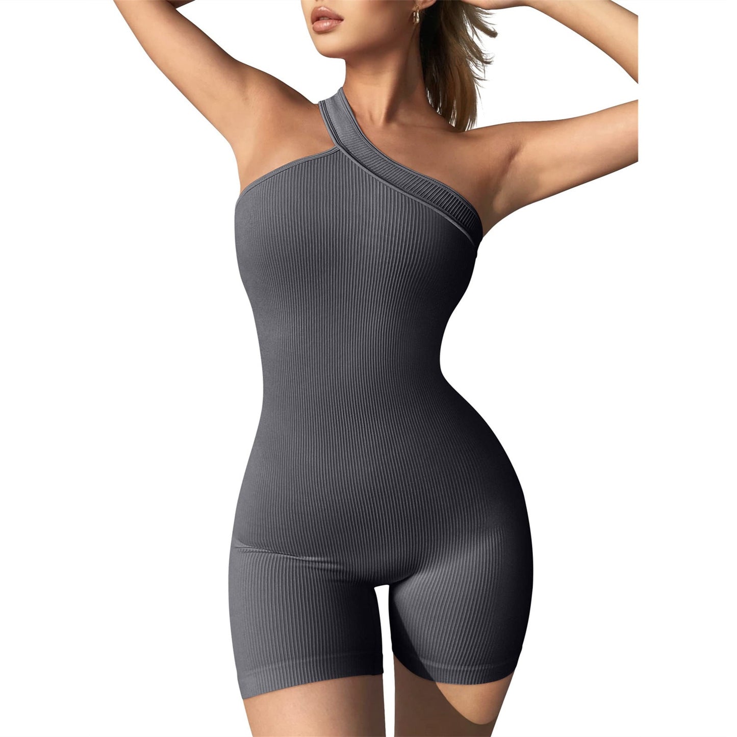 Mono de mujer, otoño invierno, sin mangas, con hombros descubiertos, ajustado, con realce de cadera, pantalones cortos siameses sexys