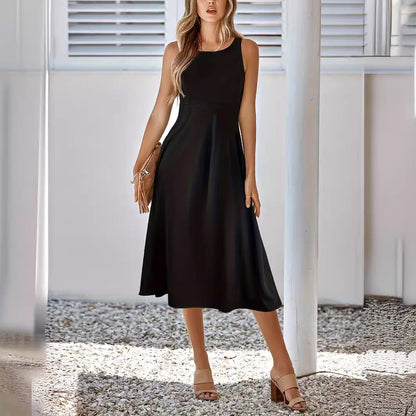 Vestido sexy sin mangas de color sólido de corte entallado para mujer