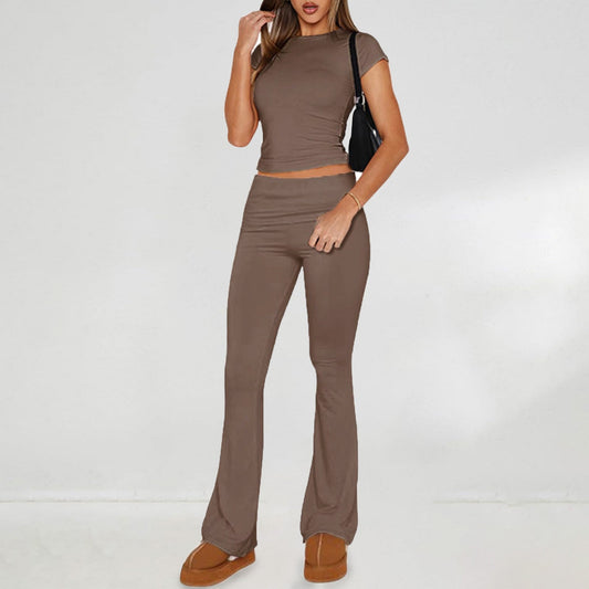 Ropa de mujer Primavera Verano Casual Color sólido Slim Fit Traje de manga corta