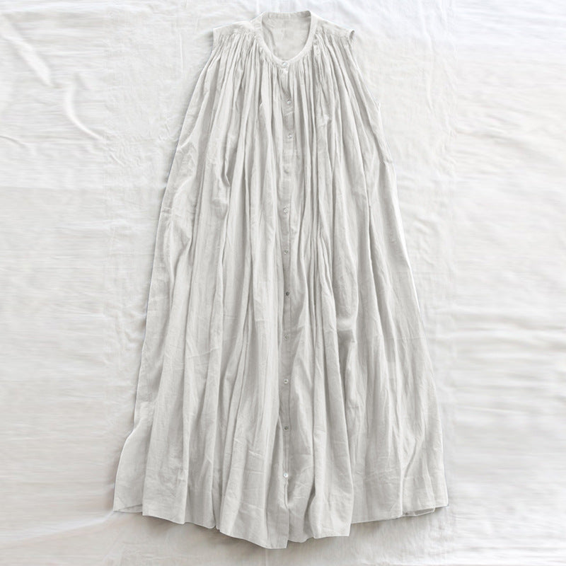 Vestido plisado francés de verano estilo occidental parisino, suelto, de gran tamaño, corte A, se puede usar como blusa.