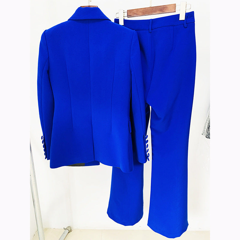 Traje de negocios Star con un botón y cubierta de tela, largo medio, pantalón acampanado, traje de dos piezas