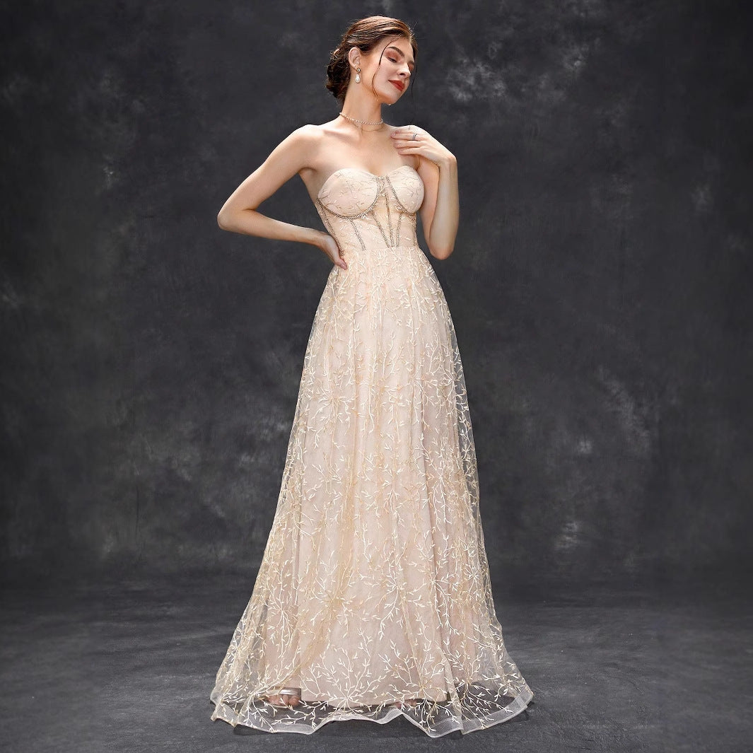 Vestido tubo color champán, maxivestido ajustado, vestido de noche súper adelgazante de hada, vestido de fiesta de cóctel