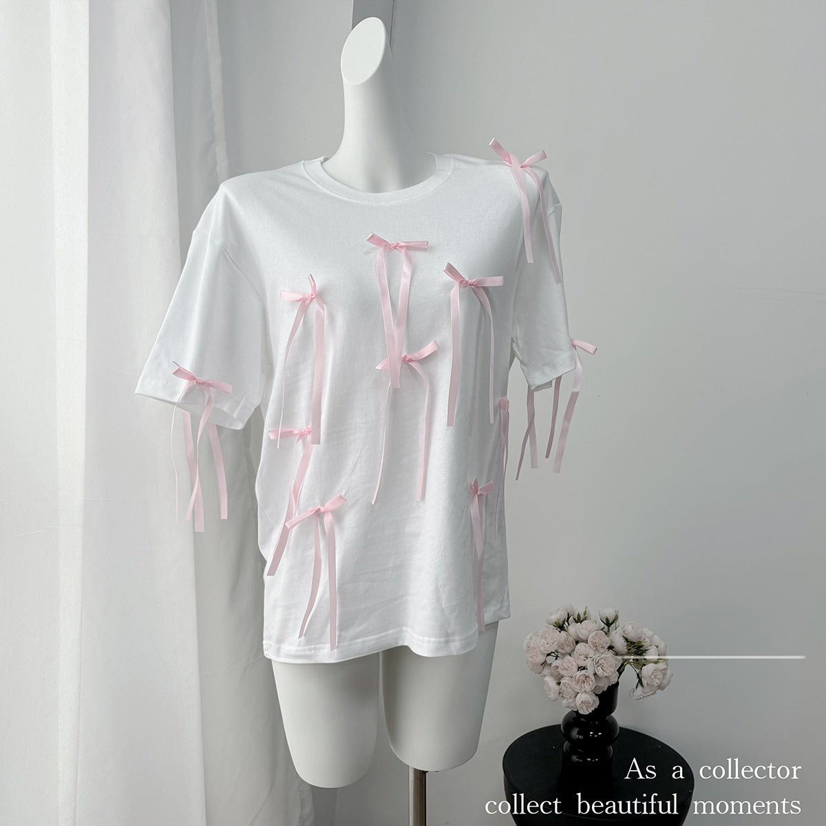 Camiseta de manga corta con borlas largas de verano para mujer, top informal holgado de algodón