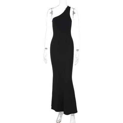 Vestido sexy de mujer, con escote en V, espalda descubierta y corte entallado, largo, liso, color liso