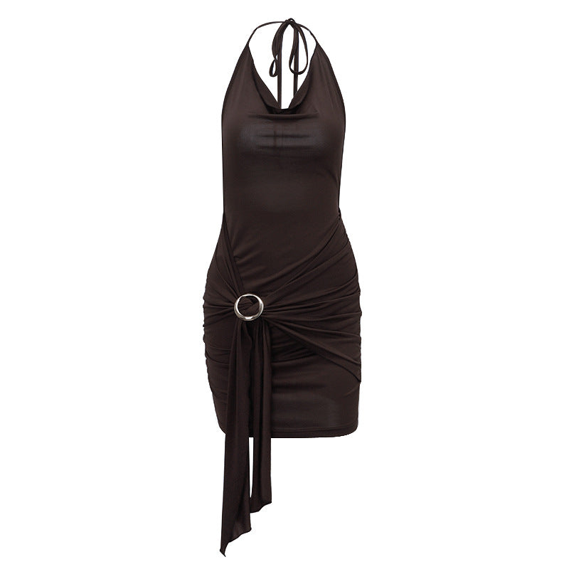 Vestido de primavera sexy con espalda descubierta y escote en V profundo para mujer adulta