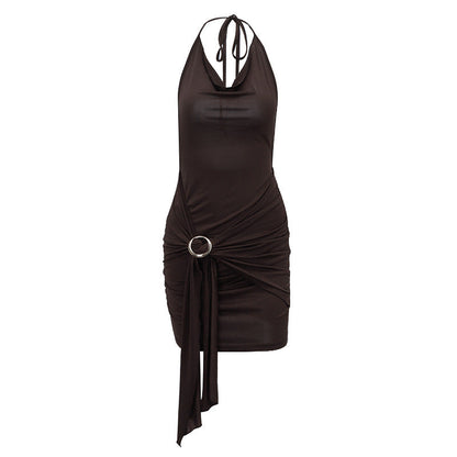 Vestido de primavera sexy con espalda descubierta y escote en V profundo para mujer adulta