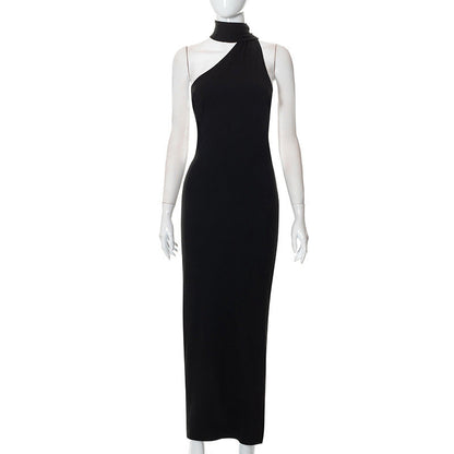 Vestido elegante con cuello halter, espalda descubierta y hombros descubiertos para mujer