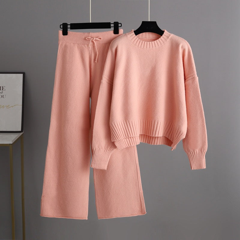 Conjunto de dos piezas formado por pantalón de trabajo, suéter holgado coreano, pierna ancha, informal, para otoño e invierno