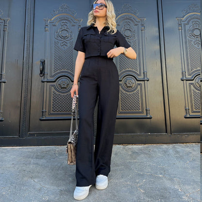 Conjunto de dos piezas de top y pantalón corto de verano para mujer