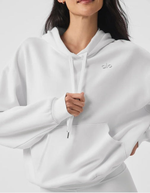 Conjunto de sudadera con capucha deportiva para otoño e invierno con etiqueta bordada en 3D para mujer