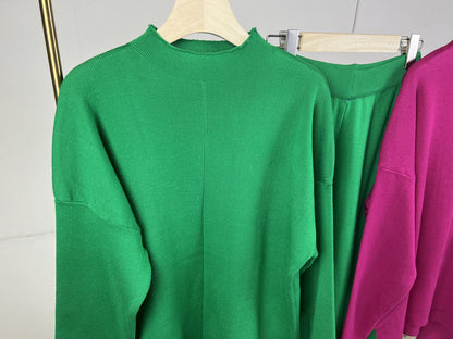 Conjuntos de suéter de manga larga populares de otoño e invierno, pantalones de punto de dos piezas, ropa para mujer